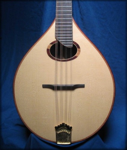 white spruce 22-fret mandolin with wide neck and cast bronze Allen tailpiece